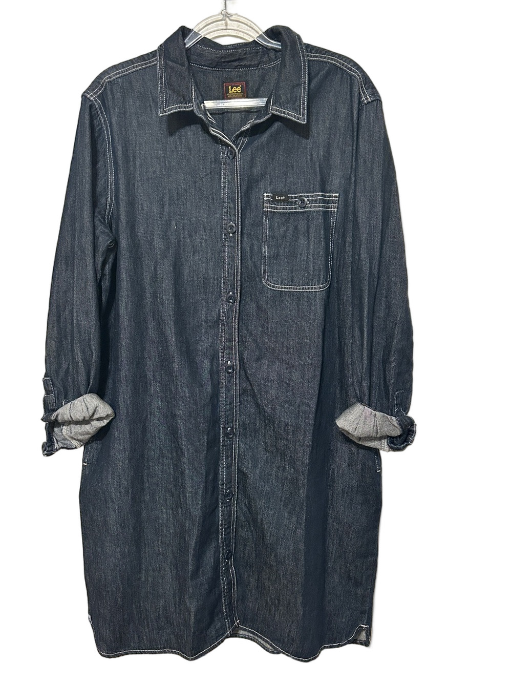 🎼Lee Indigo Denim Shirt Dress size L GUC